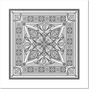 Gray Art Deco Mandala Posters and Art